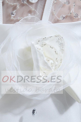 Vestido de novia Corte-A Romántico Rosetón Acentuado Abalorio Cremallera 8