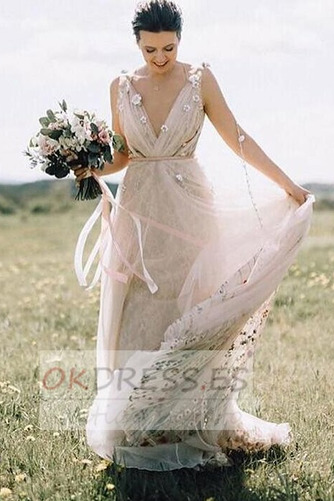 Vestido de novia Corte-A Romántico Triángulo Invertido Cola Barriba 5