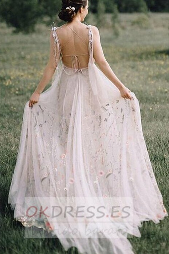 Vestido de novia Corte-A Romántico Triángulo Invertido Cola Barriba 4