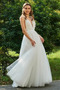 Vestido de novia Corte-A Satén Natural Flores Rosetón Acentuado Escote en V - Página 3