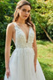 Vestido de novia Corte-A Satén Natural Flores Rosetón Acentuado Escote en V - Página 4