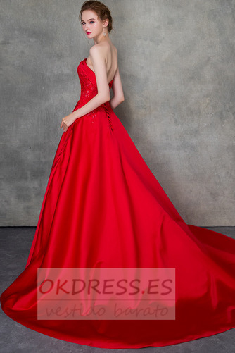 Vestido de novia Corte-A Satén Sin mangas Capa de encaje Elegante Natural 5
