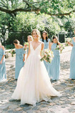 Vestido de novia Corte-A Sencillo Escote en V Natural largo Playa
