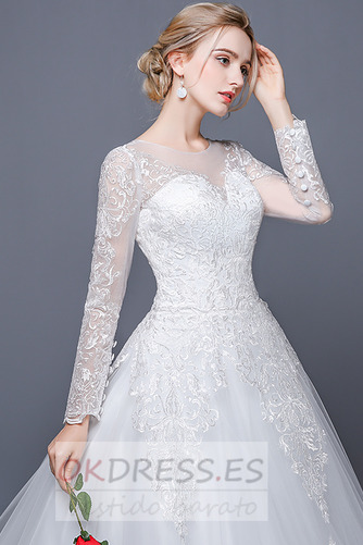Vestido de novia Corte-A Triángulo Invertido Abalorio Elegante Escote en V 4