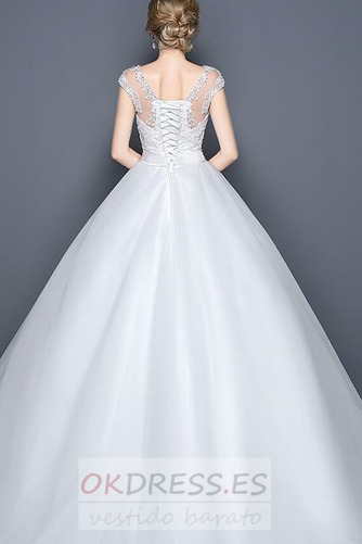 Vestido de novia Corte-A Triángulo Invertido Abalorio Elegante Escote en V 3