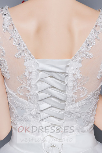 Vestido de novia Corte-A Triángulo Invertido Abalorio Elegante Escote en V 6