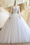Vestido de novia Corte-A Triángulo Invertido Natural Cordón largo Barco