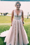 Vestido de novia Corte-A tul largo Corpiño Acentuado con Perla Escote en V - Página 5