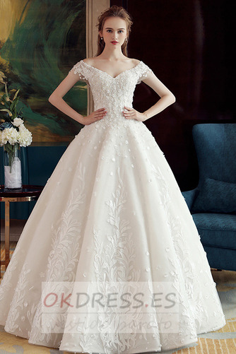Vestido de novia Corte-A vendimia Natural Corpiño Acentuado con Perla 3