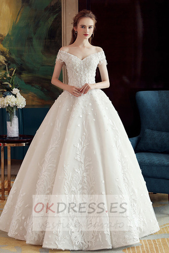 Vestido de novia Corte-A vendimia Natural Corpiño Acentuado con Perla 1