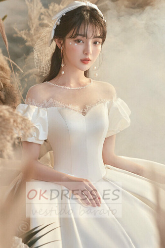 Vestido de novia Corte princesa Formal Invierno Manga corta Cola Real 5