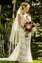 Vestido de novia Corte Recto Encaje Natural Baja escote en V Escote en V - Página 3