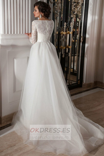 Vestido de novia Corte Recto Natural Cristal Satén Elástico Escote en V 2