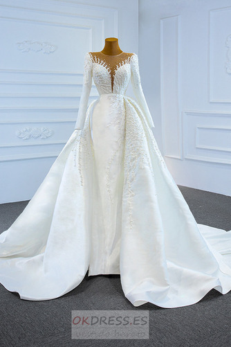 Vestido de novia Corte Sirena Drapeado Iglesia Falta Manga larga largo 1