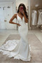 Vestido de novia Corte Sirena Natural Playa Sin mangas Otoño Escote en V - Página 1