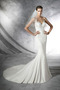 Vestido de novia Corte Sirena Satén Natural Con velo largo Escote Corazón - Página 1