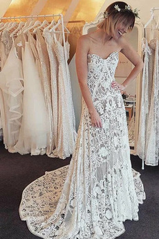 Vestido de novia Cremallera Pera Encaje Drapeado Escote Corazón Romántico