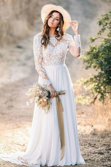 Vestido de novia Cremallera Playa Gasa Corte-A Falta Drapeado