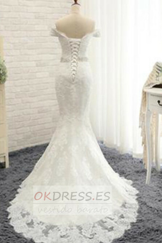 Vestido de novia Cremallera Sala Encaje Capa de encaje largo Tallas pequeñas 5