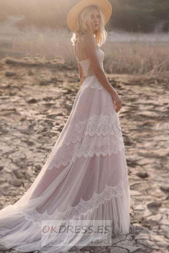 Vestido de novia Cremallera Sencillo Playa Apliques Escote de Tirantes Espaguetis 2
