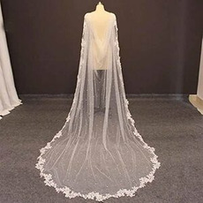 Vestido de novia de novia Mantón de perlas Velo Mantón de encaje que se arrastra