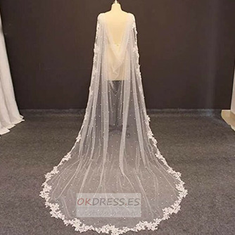 Vestido de novia de novia Mantón de perlas Velo Mantón de encaje que se arrastra - Página 1