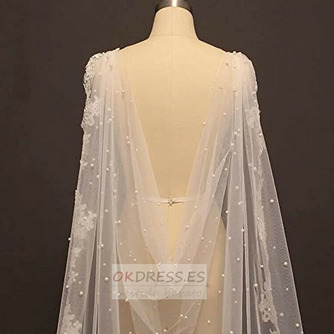 Vestido de novia de novia Mantón de perlas Velo Mantón de encaje que se arrastra - Página 4