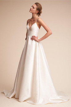 Vestido de novia Elegante Drapeado Escote de Tirantes Espaguetis Espalda Descubierta