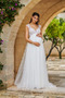 Vestido de novia Embarazadas Elegante largo Escote en V Playa Imperio Cintura - Página 1