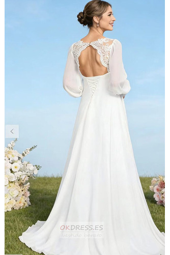 Vestido de novia Embarazadas Fuera de casa Elegante Drapeado Manga larga 4