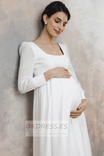 Vestido de novia Embarazadas Fuera de casa Escote Cuadrado Hasta la Tibia 4