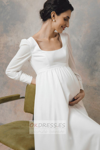Vestido de novia Embarazadas Fuera de casa Escote Cuadrado Hasta la Tibia 6