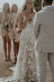 Vestido de novia Encaje Corte Recto Baja escote en V Cola Barriba Playa - Página 2