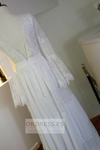 Vestido de novia Encaje Encaje largo Pera Playa Manga suelta 11