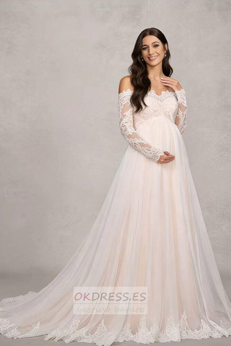 Vestido de novia Encaje largo Encaje Manga larga Imperio Imperio Cintura 3