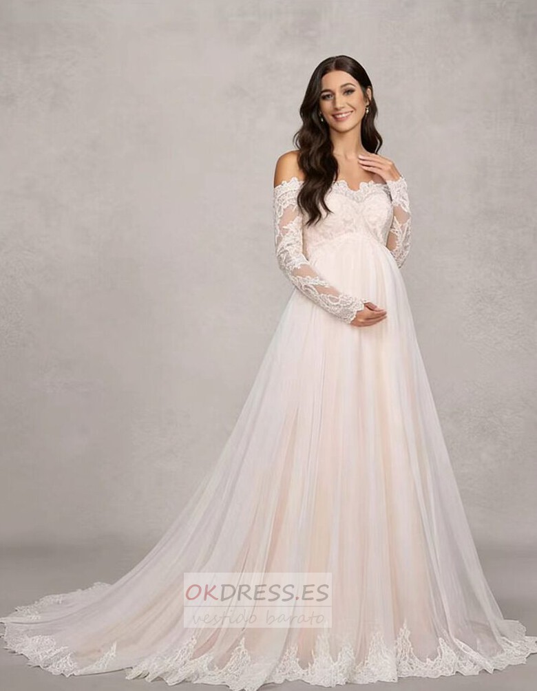 Vestido de novia Encaje largo Encaje Manga larga Imperio Imperio Cintura Vestido de novia Encaje largo Encaje Manga larga Imperio Imperio Cintura