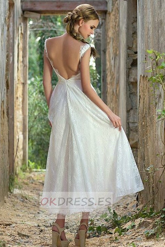 Vestido de novia Encaje Otoño Sin mangas Cremallera Encaje Natural 2
