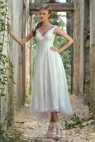 Vestido de novia Encaje Otoño Sin mangas Cremallera Encaje Natural 1