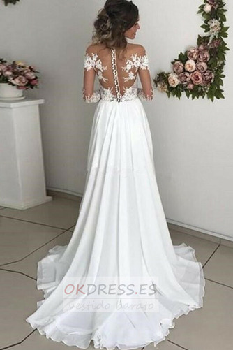 Vestido de novia Espalda Descubierta Apliques Escote con Hombros caídos 2