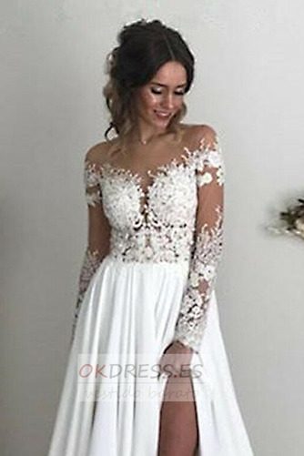 Vestido de novia Espalda Descubierta Apliques Escote con Hombros caídos 4