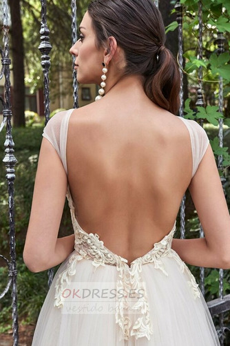 Vestido de novia Espalda Descubierta Encaje Natural Corte-A Drapeado 6