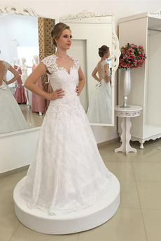 Vestido de novia Espalda Descubierta tul 2019 Manga tapada Manga corta