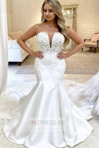 Vestido de novia Espalda Descubierta vendimia Sin tirantes Corte Sirena 1