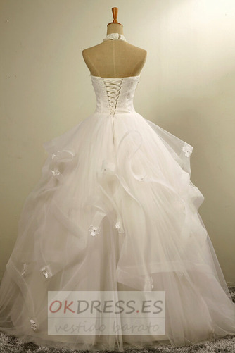 Vestido de novia Falta Corte princesa Cordón Cola Barriba Natural Perlas 2