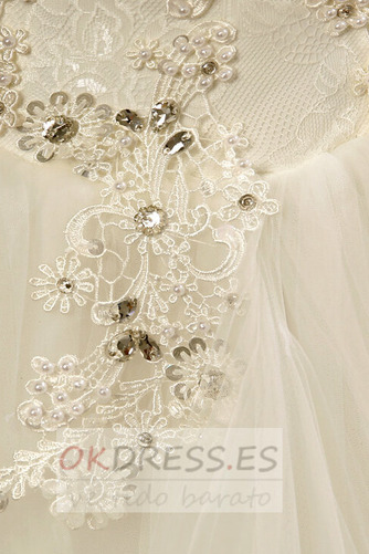 Vestido de novia Falta Corte princesa Cordón Cola Barriba Natural Perlas 4