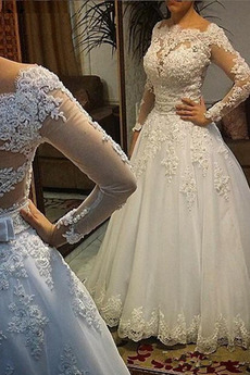 Vestido de novia Formal 2019 Escote con Hombros caídos Corpiño Acentuado con Perla