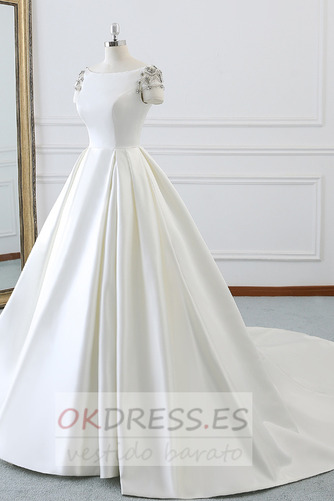 Vestido de novia Formal Espalda Descubierta Abalorio largo Natural Escote con Hombros caídos 3