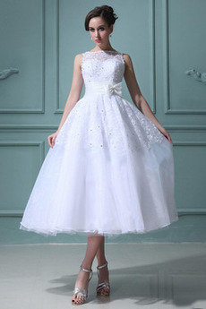 Vestido de novia Fuera de casa Arco Acentuado Organza Corto Blanco Verano