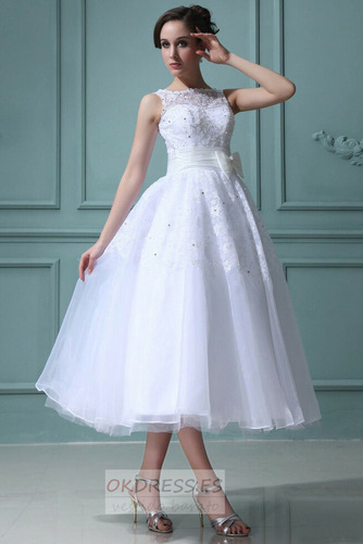 Vestido de novia Fuera de casa Arco Acentuado Organza Corto Blanco Verano 3