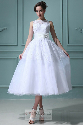 Vestido de novia Fuera de casa Arco Acentuado Organza Corto Blanco Verano 1